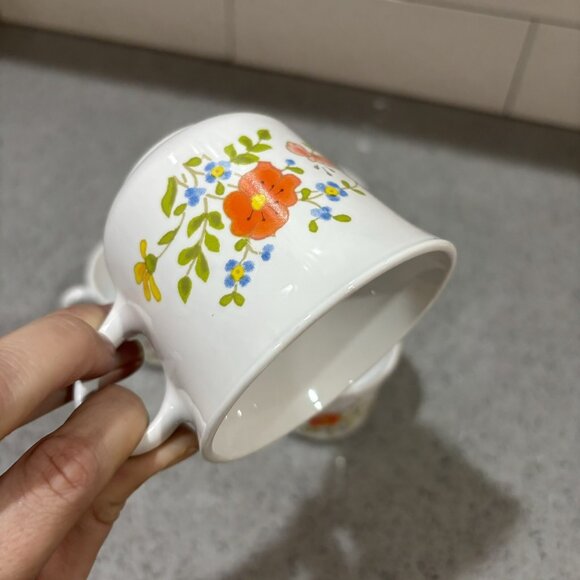 Corelle by Corning Wildflower set of 4 cups mugs Vintage Mid Century Orange - Picture 2 of 5